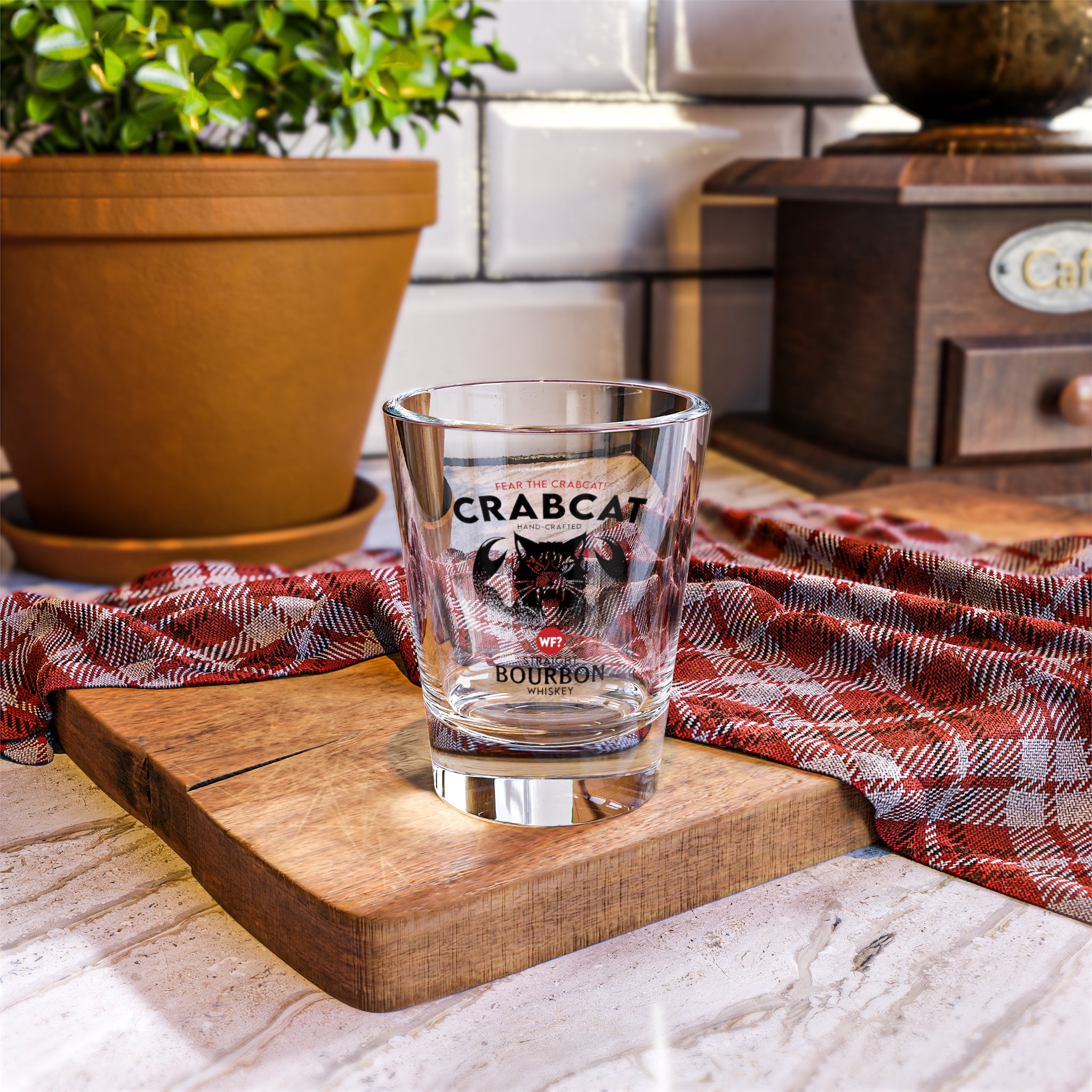 Crabcat Whiskey Shot Glass, 1.5oz