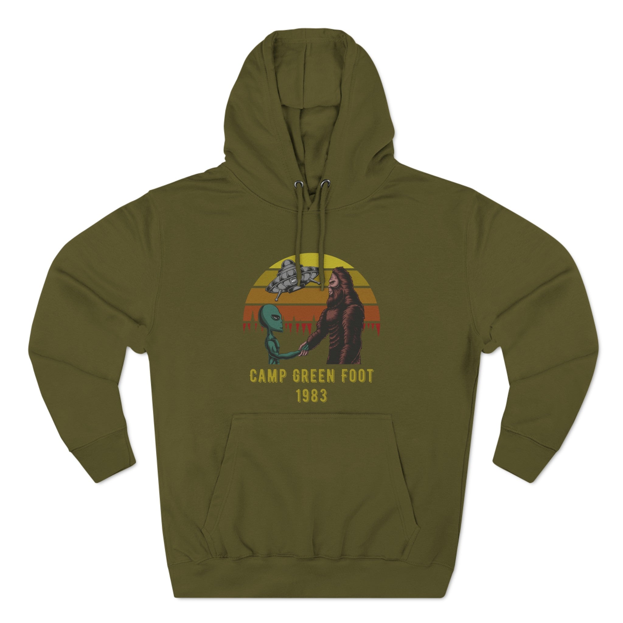 Buy army-green Camp Green Foot 1983 Unisex Pullover Hoodie
