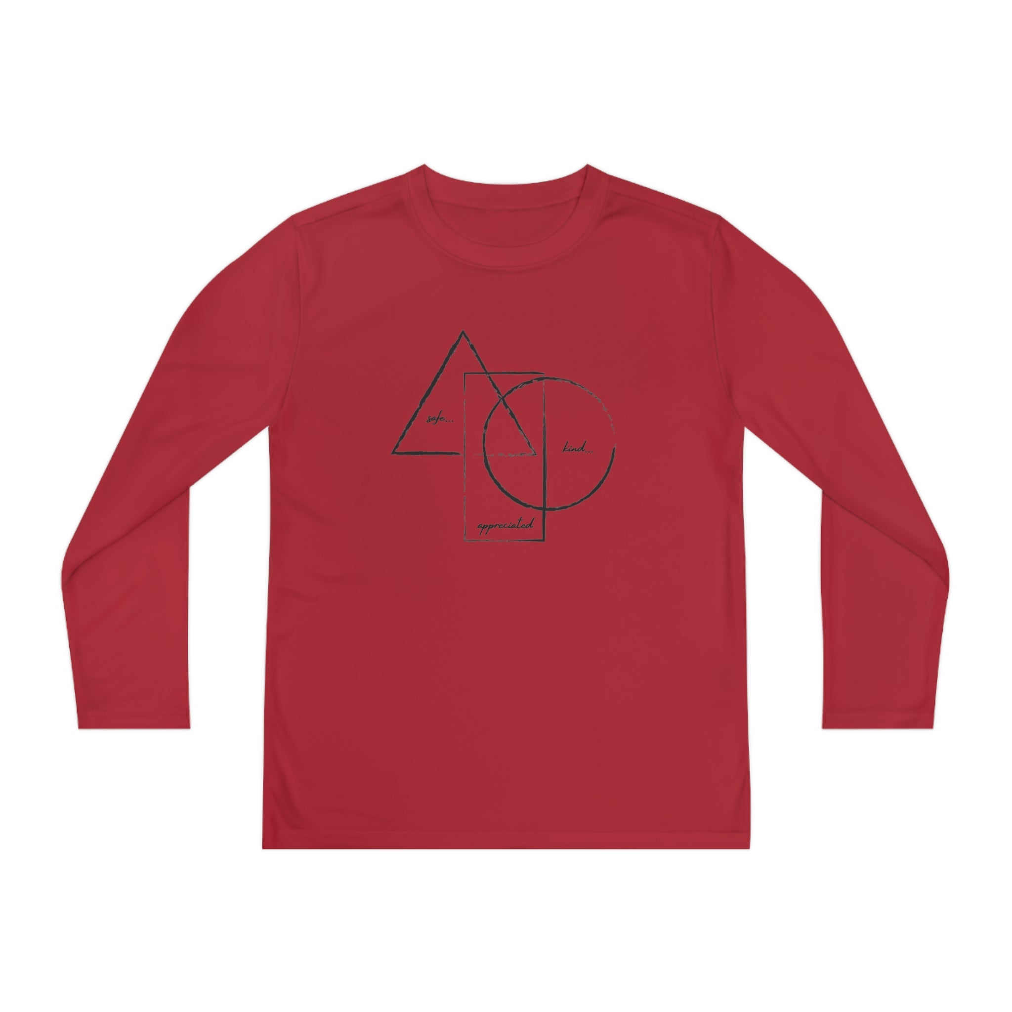 Buy true-red BE/KNOW Youth Long Sleeve Competitor Tee