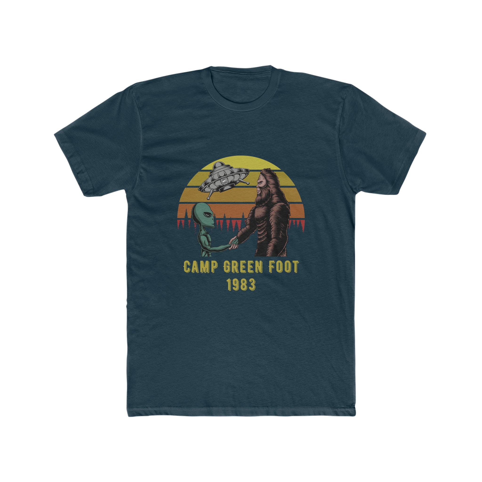 Buy solid-midnight-navy Camp Green Foot 1983 Unisex T-Shirt
